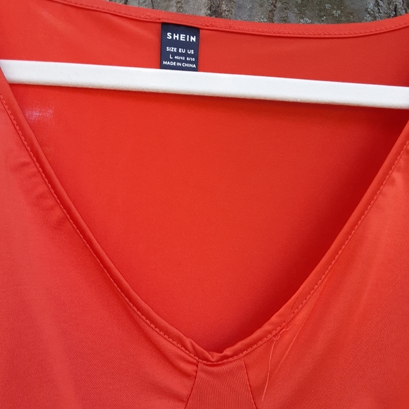 Shein L orange ruched party dress nwot - Picture 3 of 3